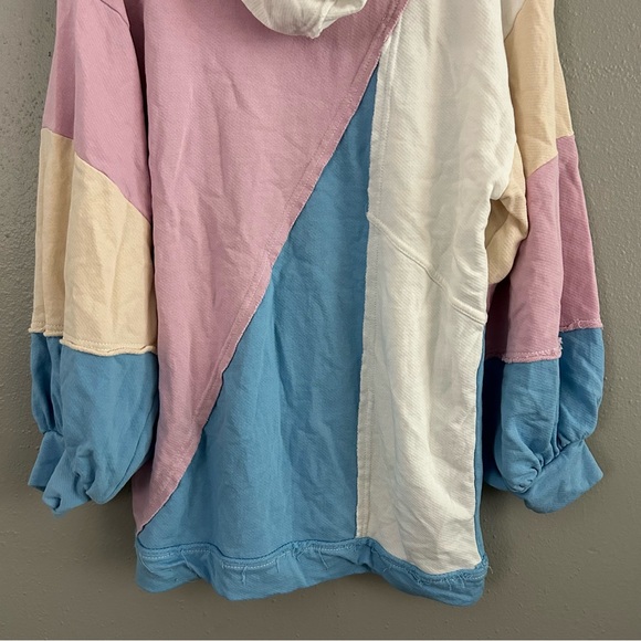 Anthropologie Pilcro Oversized Pastel Colorblock Patchwork Hoodie Sweatshirt S - Picture 10 of 12